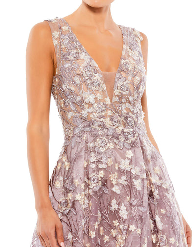 MD-A20131 Embroidered Flared Gown-Purple