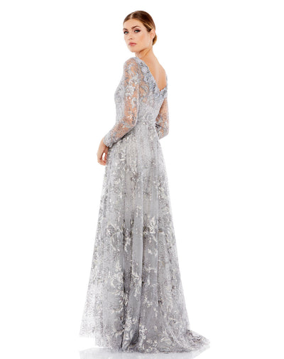 A67498-Floral Embroidered Illusion Long Sleeve Gown