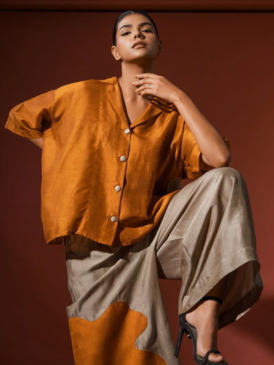 Podi Shirt-Rust Orange + Grey