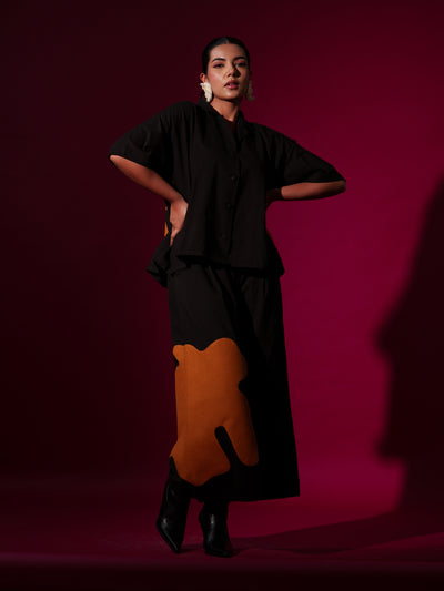 Cumin Pants -Black + Rust Orange