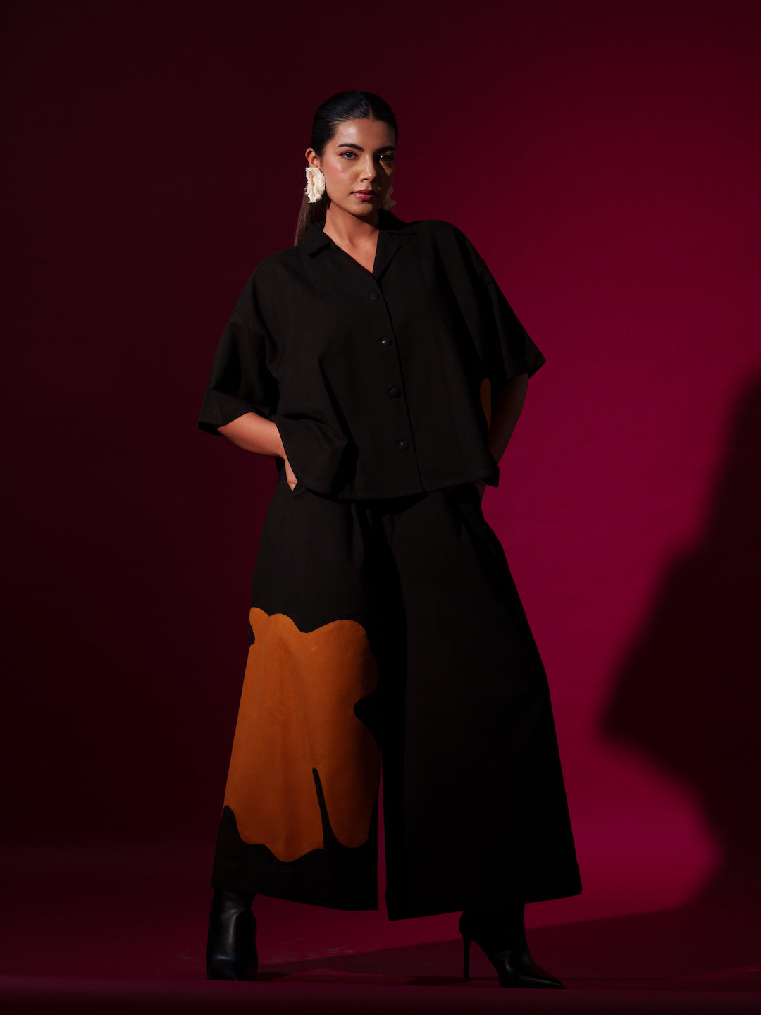 Cumin Pants -Black + Rust Orange