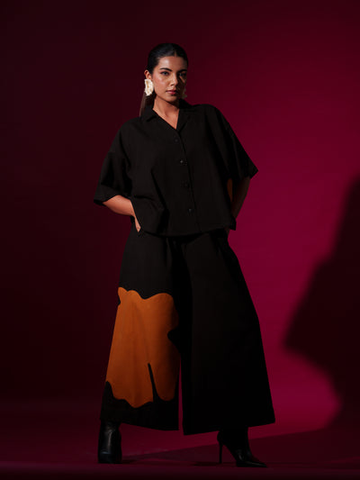 Cumin Pants -Black + Rust Orange