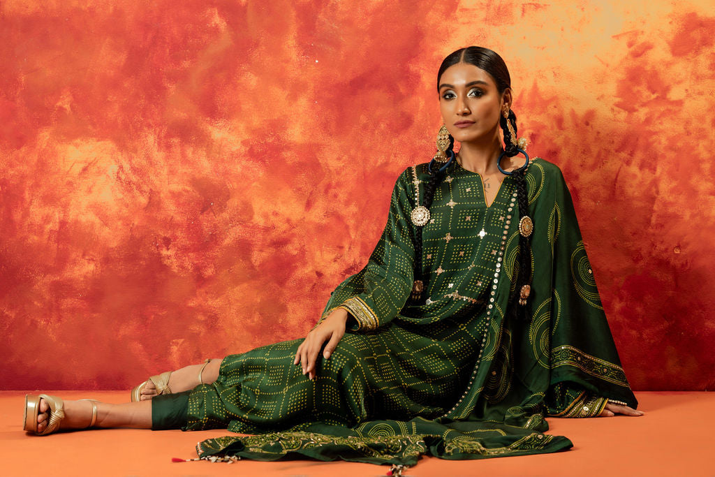 Sitara Ajrakh Straight Kurta Set with Ajrakh Dupatta
