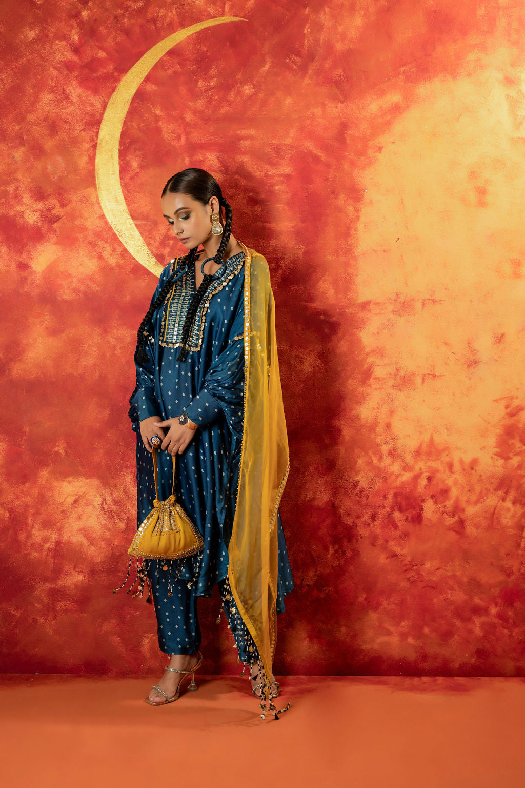 Hira AntiFit Ajrakh Indigo Kurta Set with Dupatta