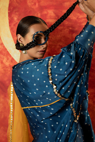 Hira AntiFit Ajrakh Indigo Kurta Set with Dupatta