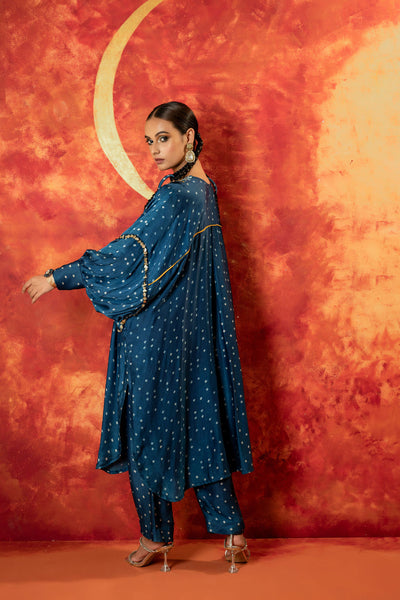 Hira AntiFit Ajrakh Indigo Kurta Set with Dupatta