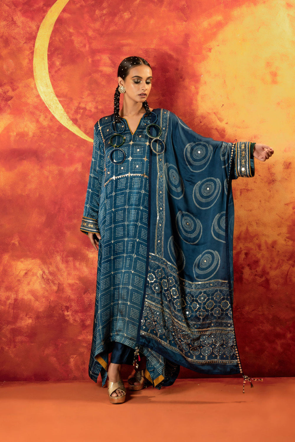 Heena Ajrakh Kurta Set with Dupatta