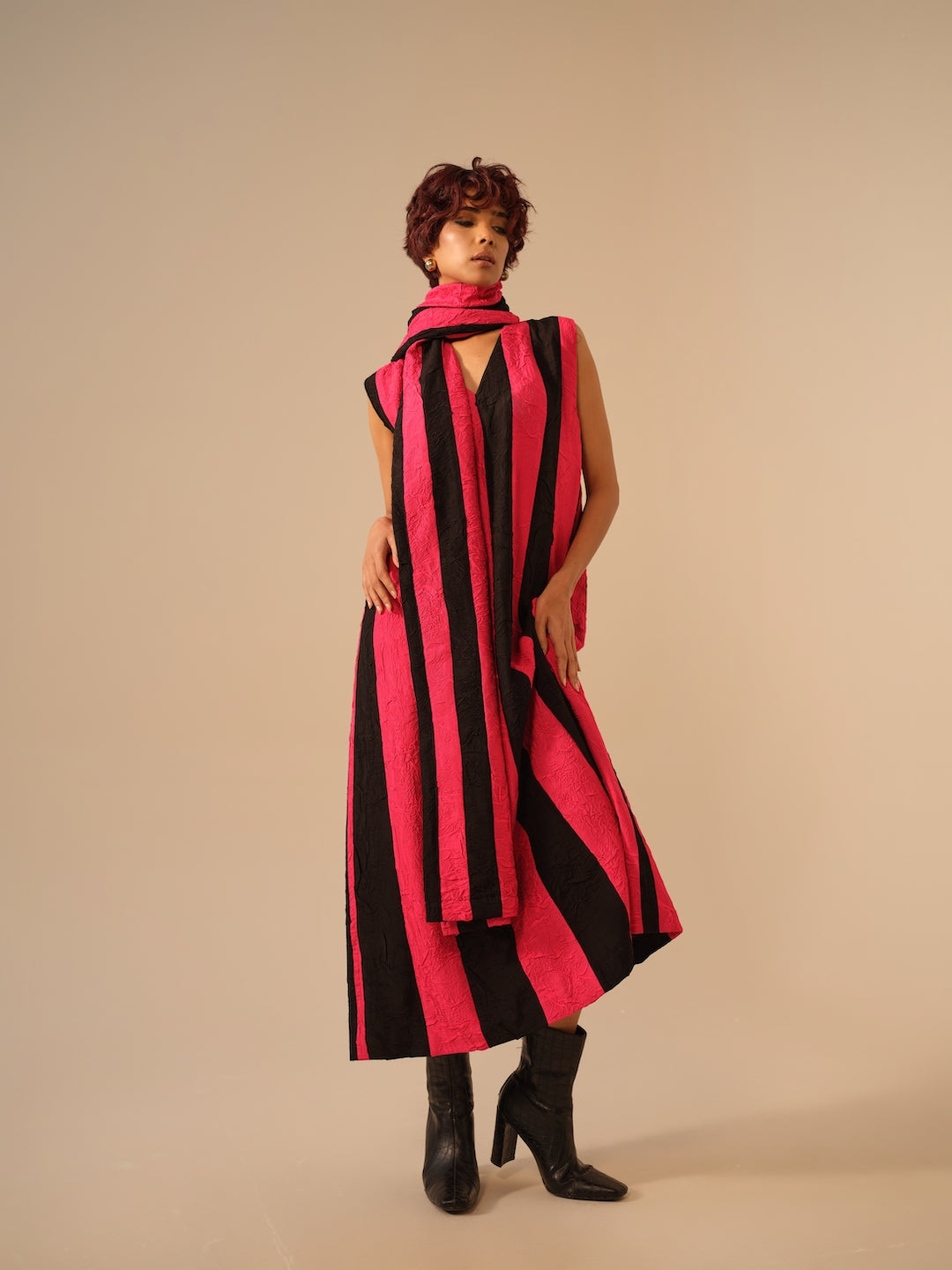 Twin Scarf-Pink + Black