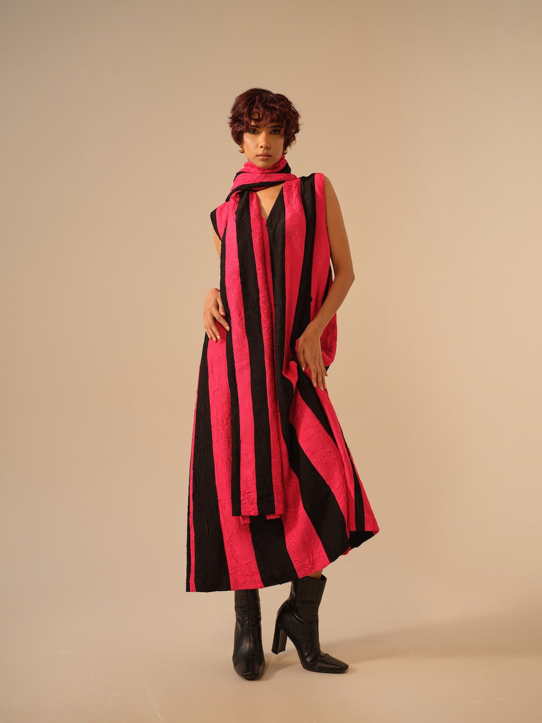 Twin Scarf-Pink + Black