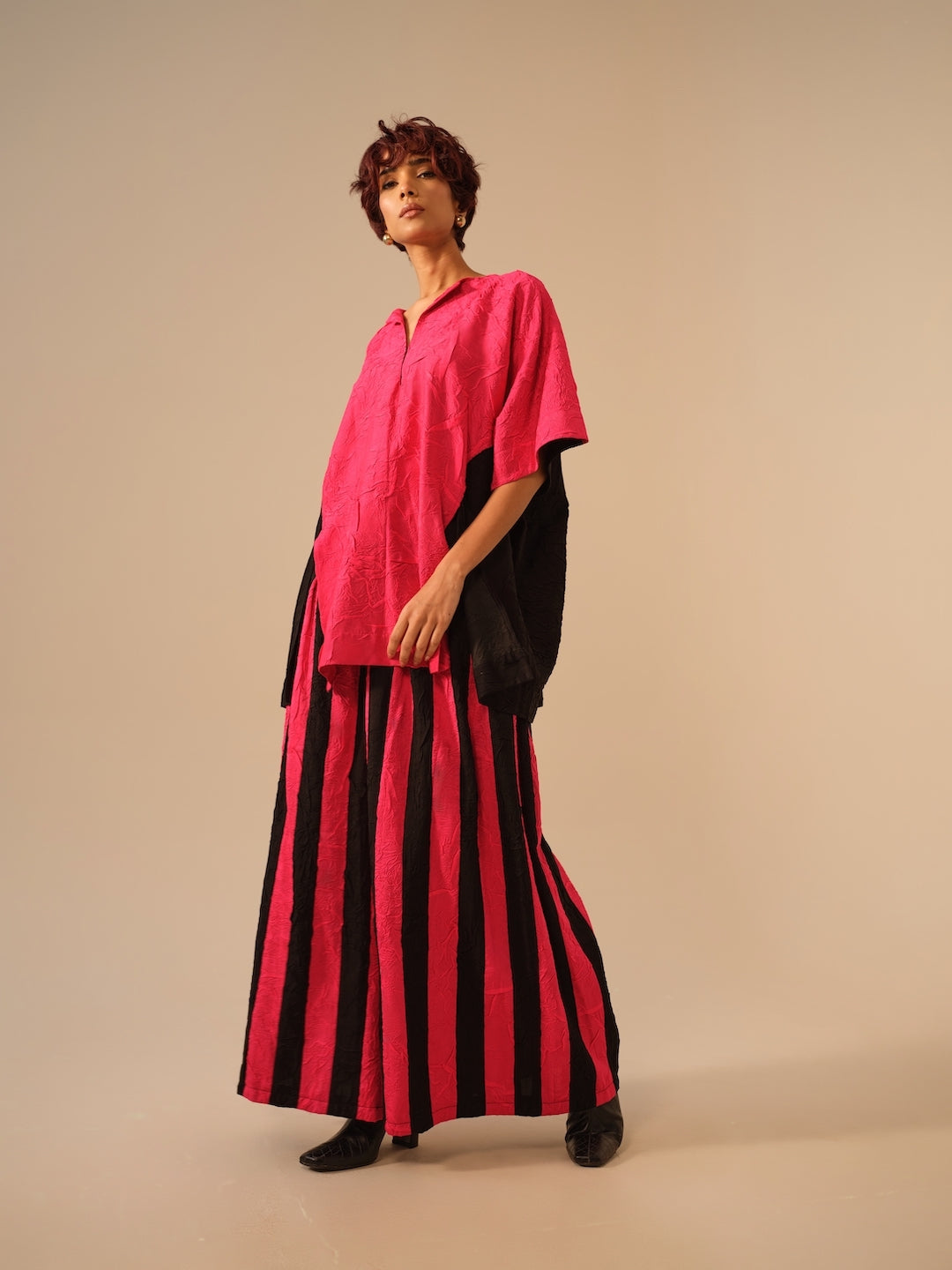 Twin Pants-Pink + Black