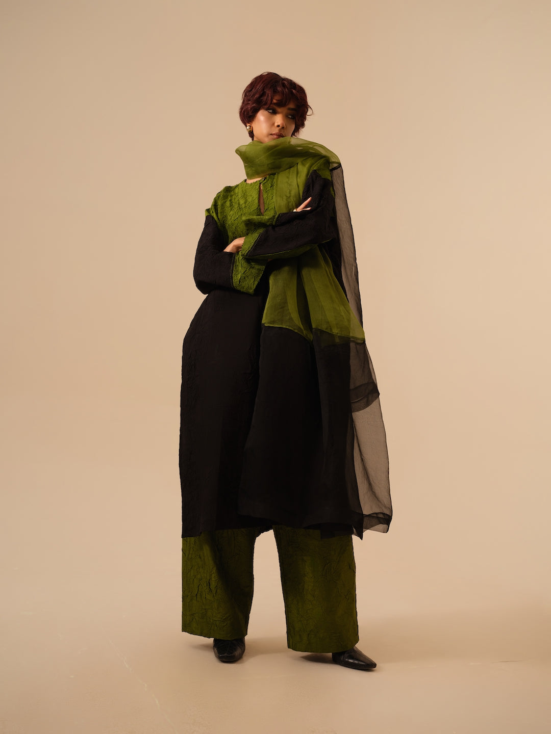 Halo Scarf-Black + Jade