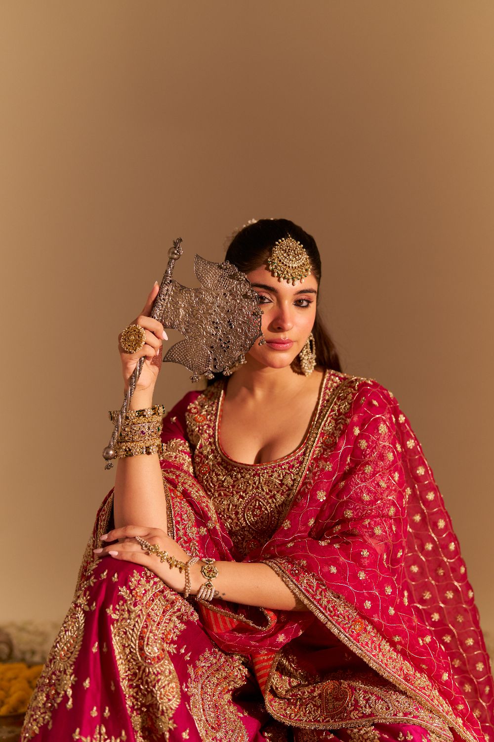 Alina - Dabka Zardozi Embroidered Silk Hotpink Sharara Set