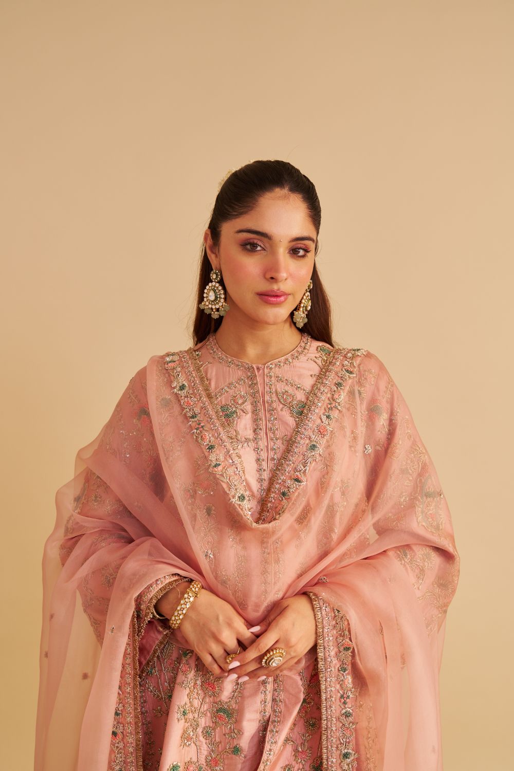 Alira - Dabka Zardozi Embroidered Blush Pink Kurta & Salwar with Dupatta