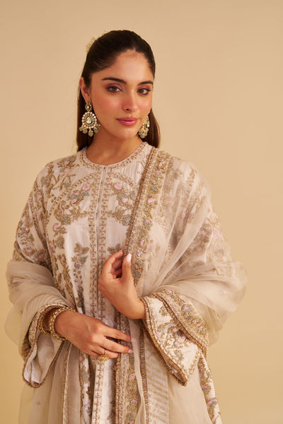 Alira - Dabka Zardozi Embroidered Daisy Ivory Kurta & Salwar with Dupatta