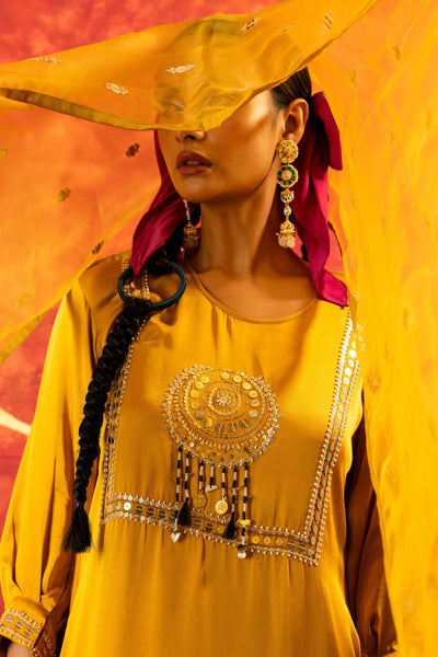 Mahi Mustard Straight Kurta Set with Coord Dupatta