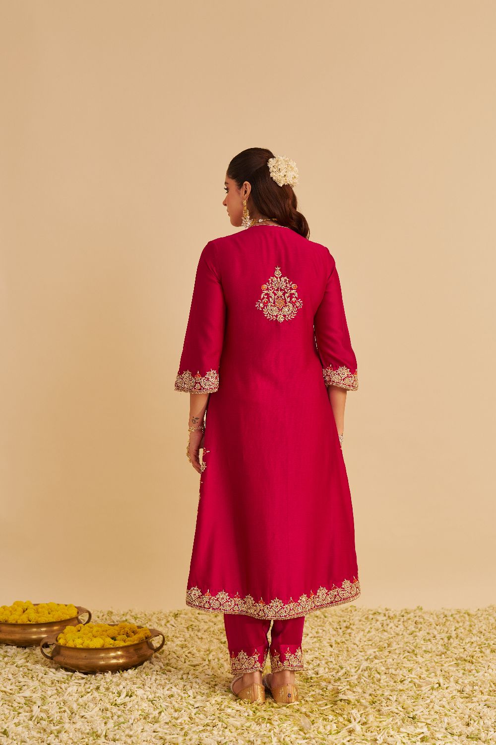 Areefa  - Dabka Zardozi Embroidered Rich Banarasi Hotpink Suit & Salwar
