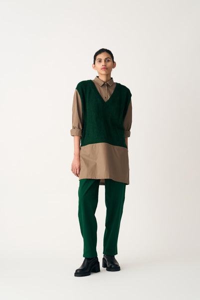 HAND KNITTED SWEATER VEST - EMERALD GREEN