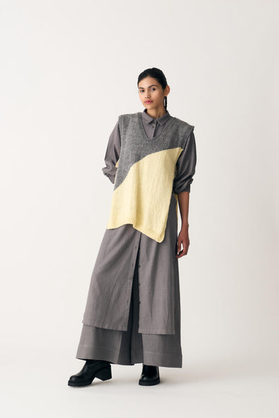 COLLARED NECK TUNIC - GREY