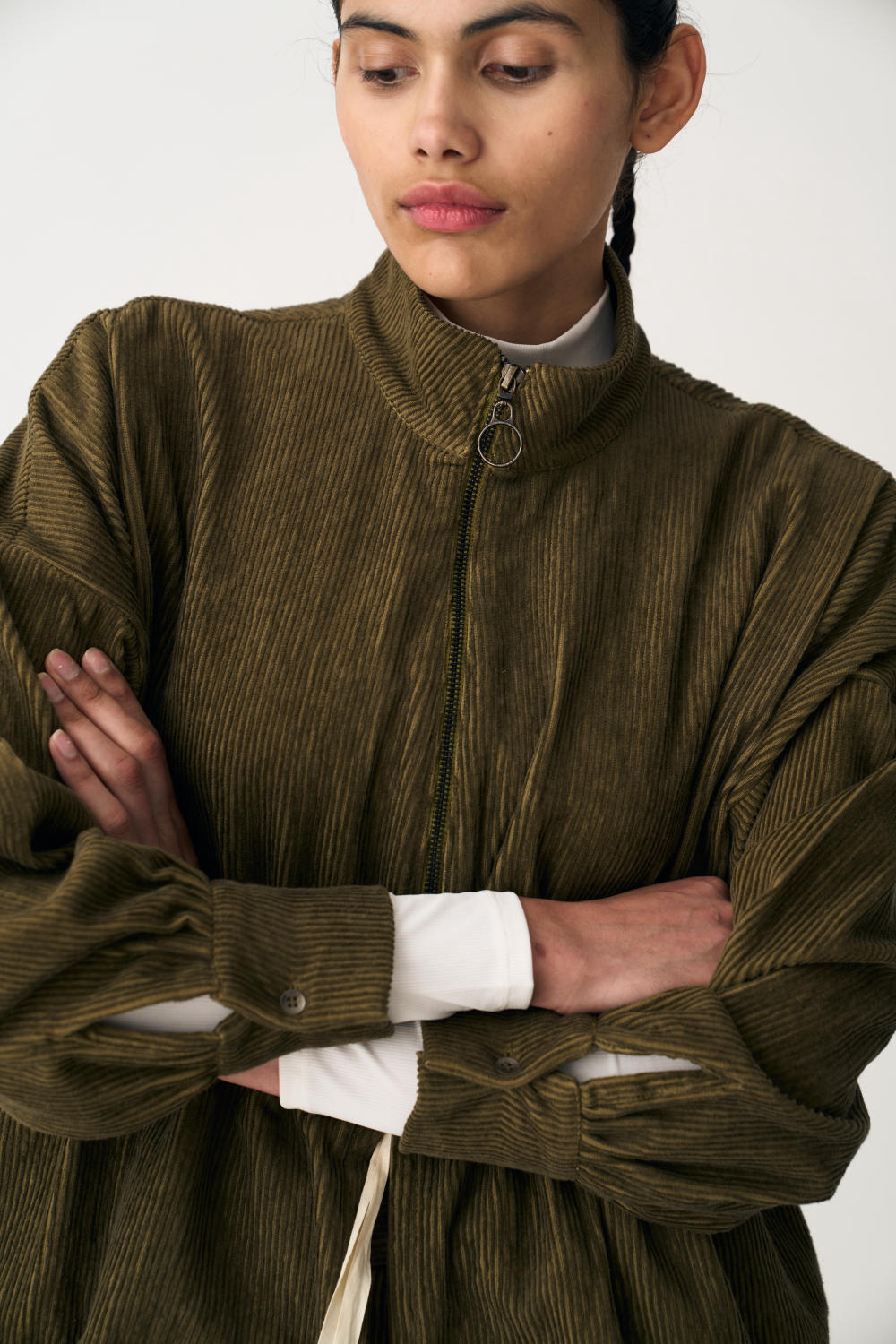 DRAWSTRING TOP - FOREST GREEN
