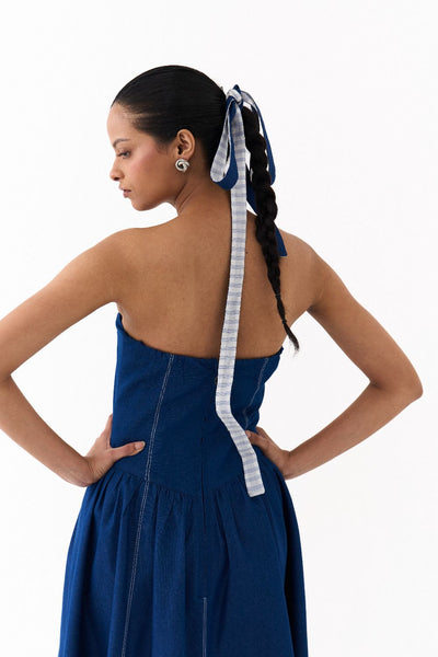 CORSET DRESS-BLUE