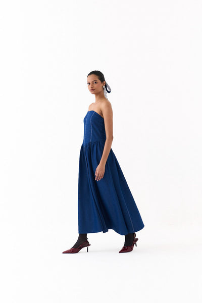 CORSET DRESS-BLUE