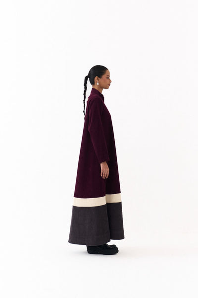 TURTLE NECK DRESS-WINE