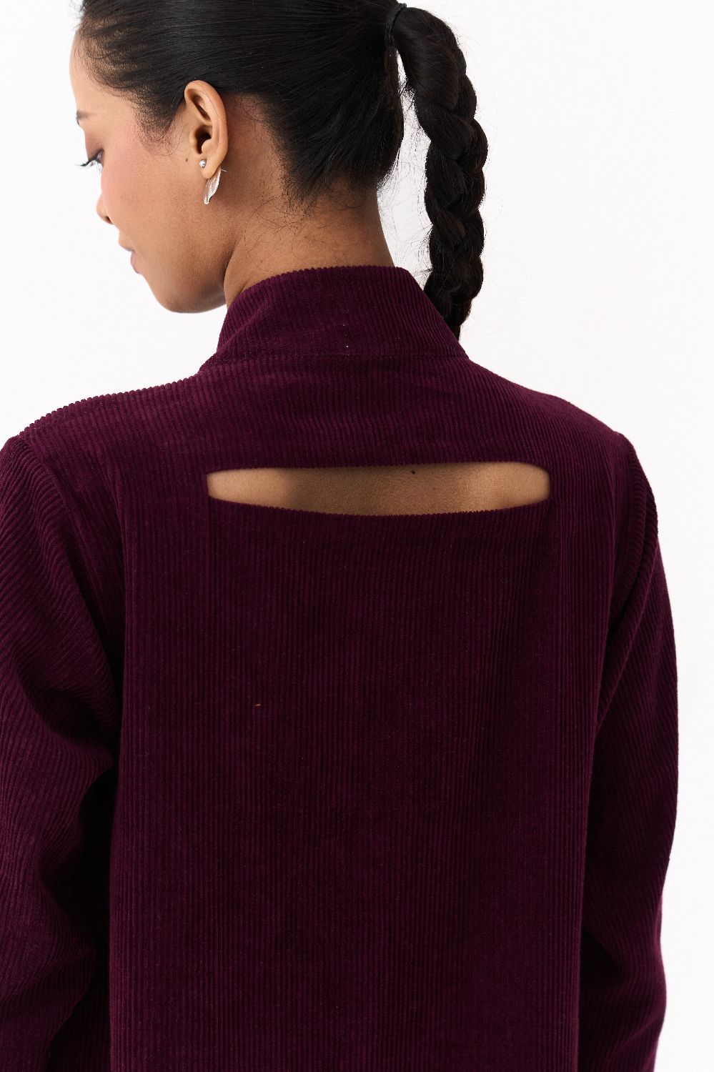 TURTLE NECK DRESS-WINE