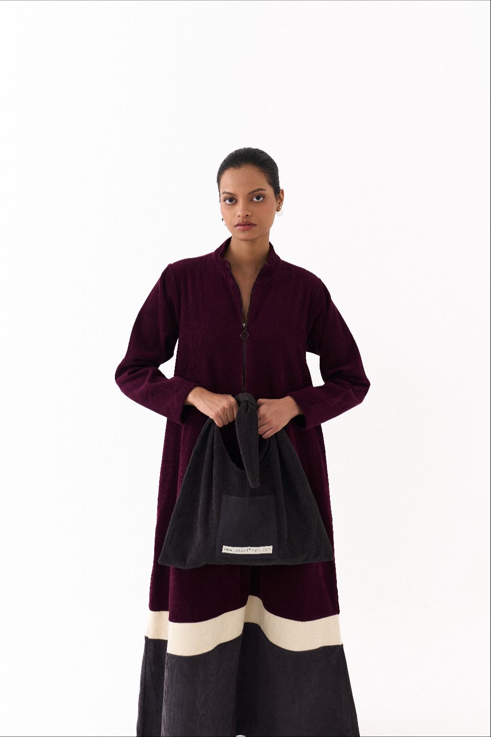 TURTLE NECK DRESS-WINE