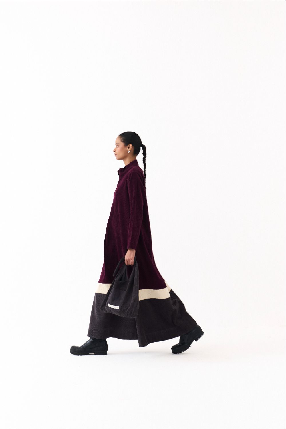 TURTLE NECK DRESS-WINE