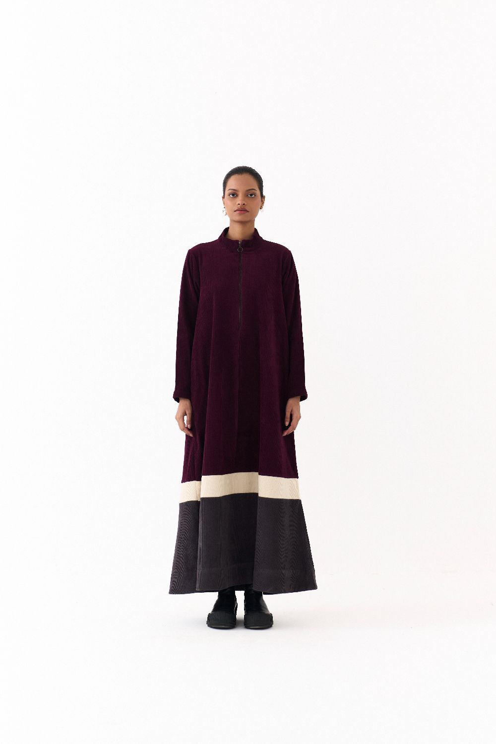 TURTLE NECK DRESS-WINE