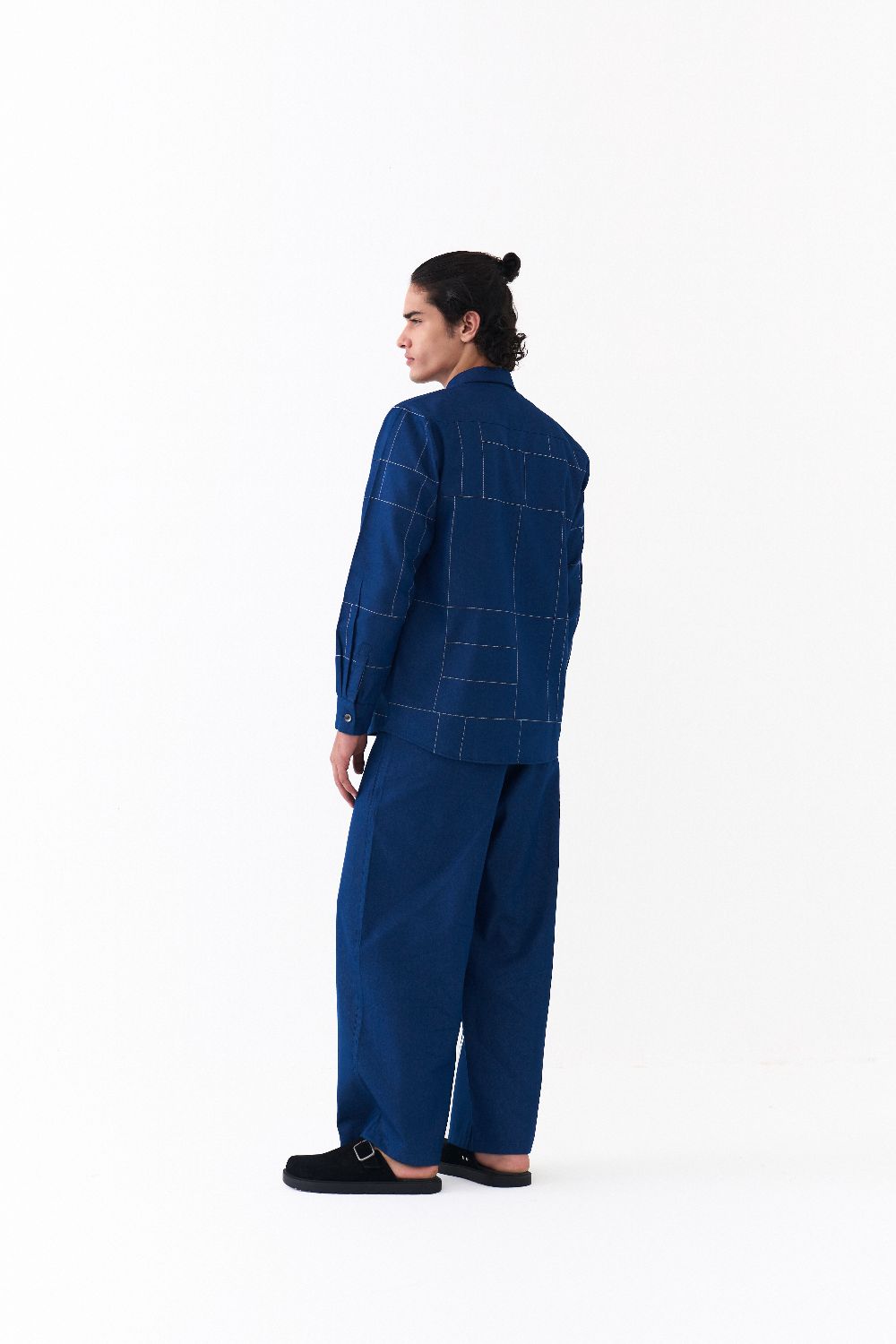 GRID EMB. SHIRT CO-ORD-DENIM BLUE
