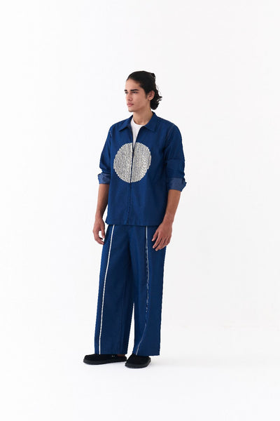 CIRCLE EMB. SHACKET CO-ORD-DENIM BLUE