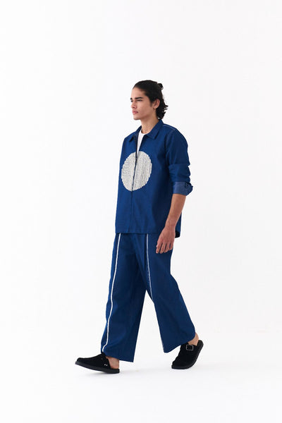 CIRCLE EMB. SHACKET CO-ORD-DENIM BLUE