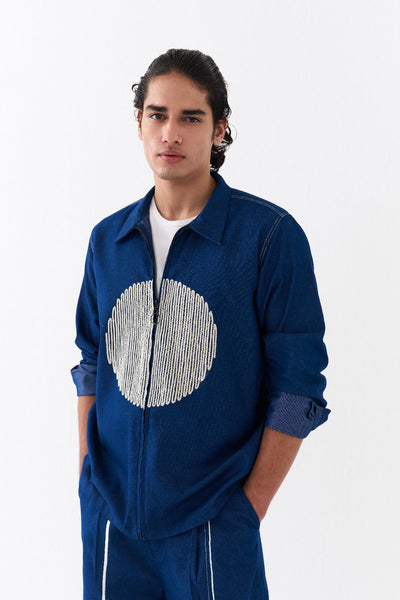 CIRCLE EMB. SHACKET-DENIM BLUE