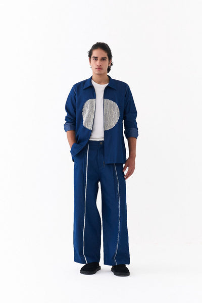 CIRCLE EMB. SHACKET CO-ORD-DENIM BLUE