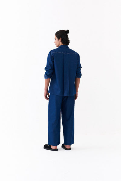 FLORAL EMB. SHIRT CO-ORD-DENIM BLUE