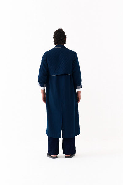 NOTCH COLLAR OVERLAY CO-ORD (SET OF 3)-NAVY