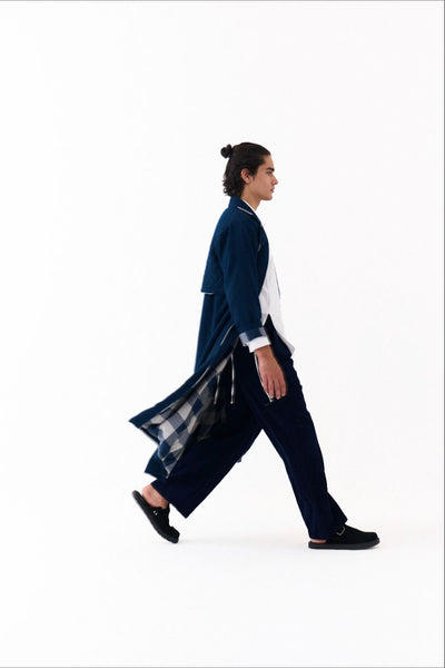 NOTCH COLLAR OVERLAY CO-ORD (SET OF 3)-NAVY