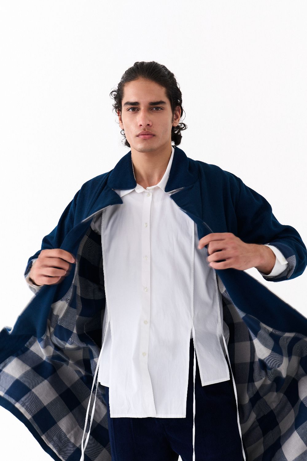 NOTCH COLLAR OVERLAY-NAVY