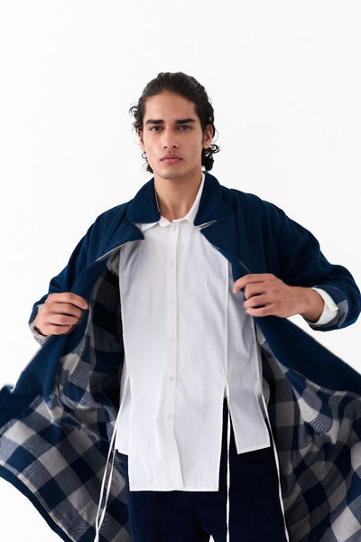 NOTCH COLLAR OVERLAY-NAVY