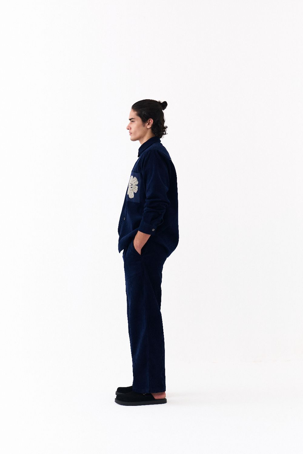 HAND EMB. PATCH POCKET SHIRT-NAVY