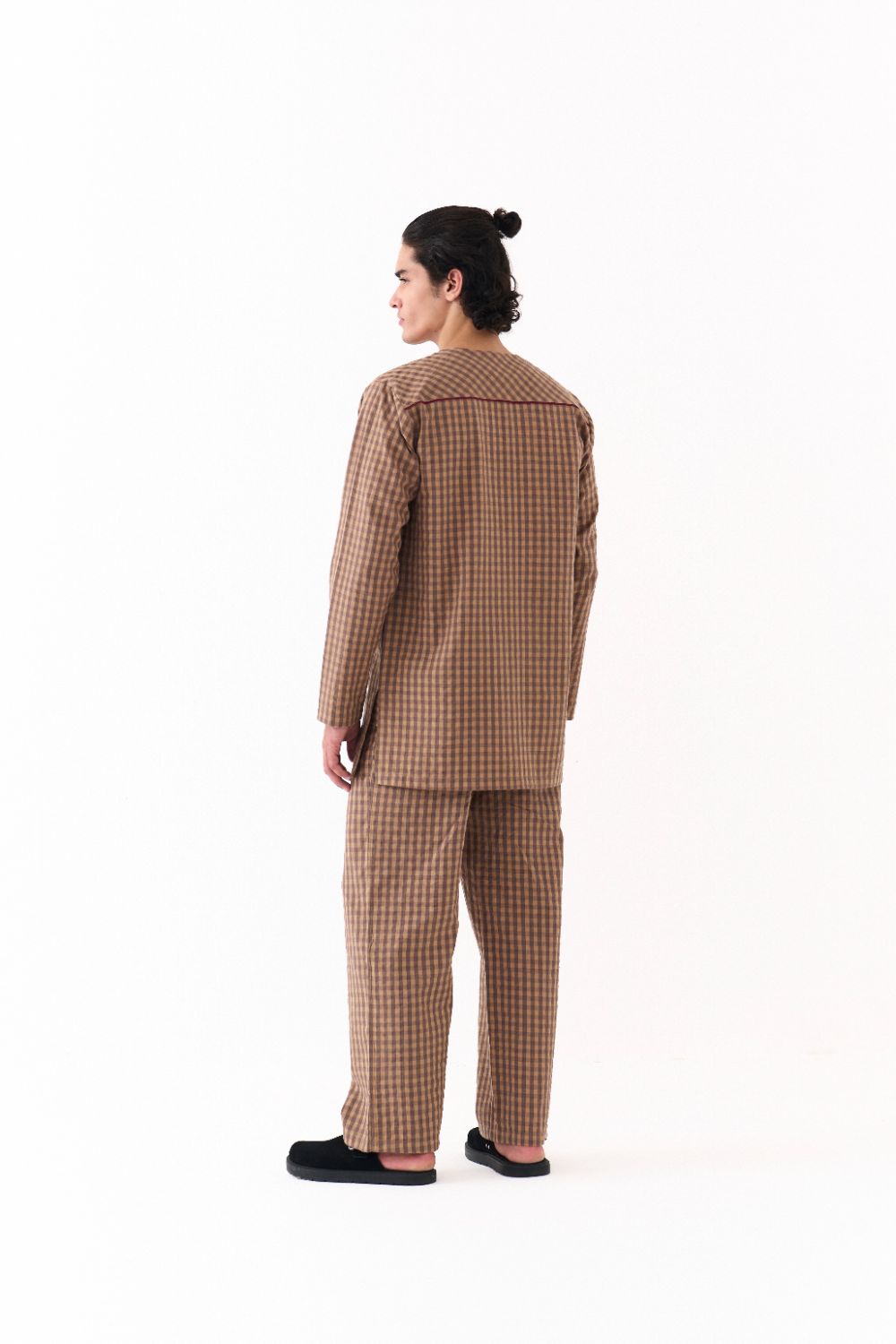 PLACKET KURTA-CARAMEL CHECK