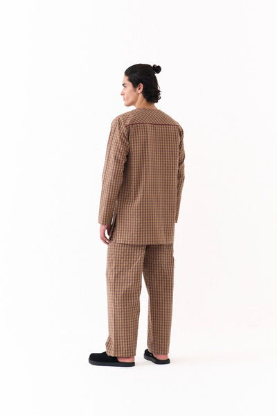 FRONT PLEAT BOTTOM-CARAMEL CHECK-CARAMEL CHECK