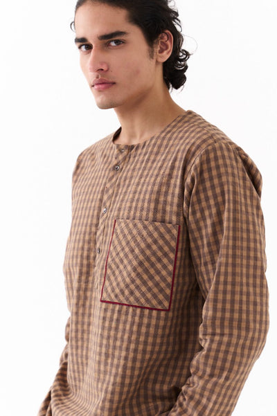 PLACKET KURTA CO-ORD-DENIM BLUE