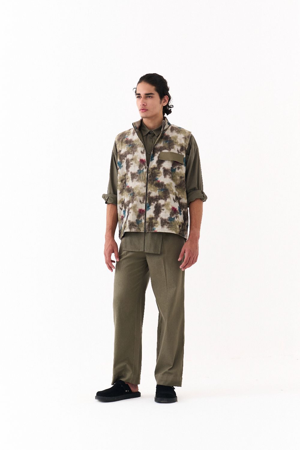 MULTI PANEL SHIRT-OLIVE