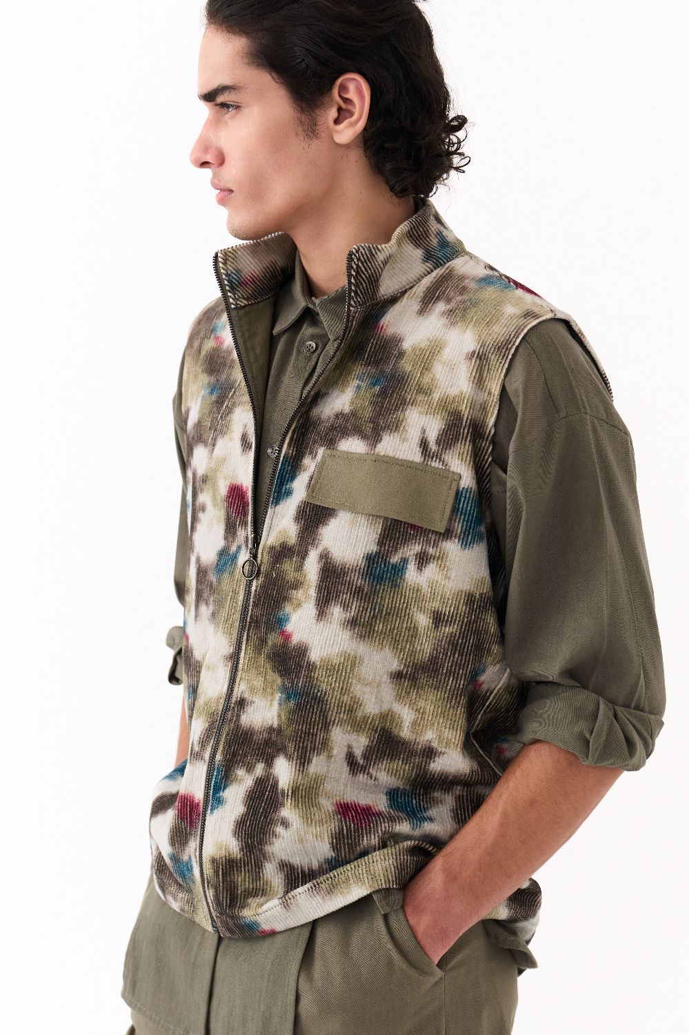 MULTI PANEL SHIRT-OLIVE