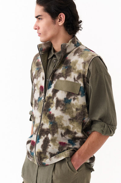 SLEEVELESS BOMBER JACKET-MULTI-COLOUR