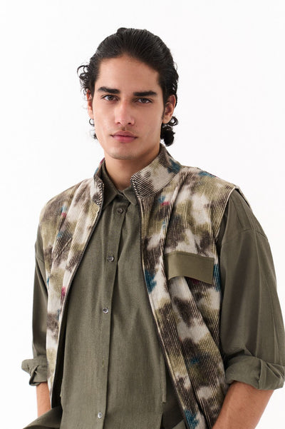 SLEEVELESS BOMBER JACKET-MULTI-COLOUR