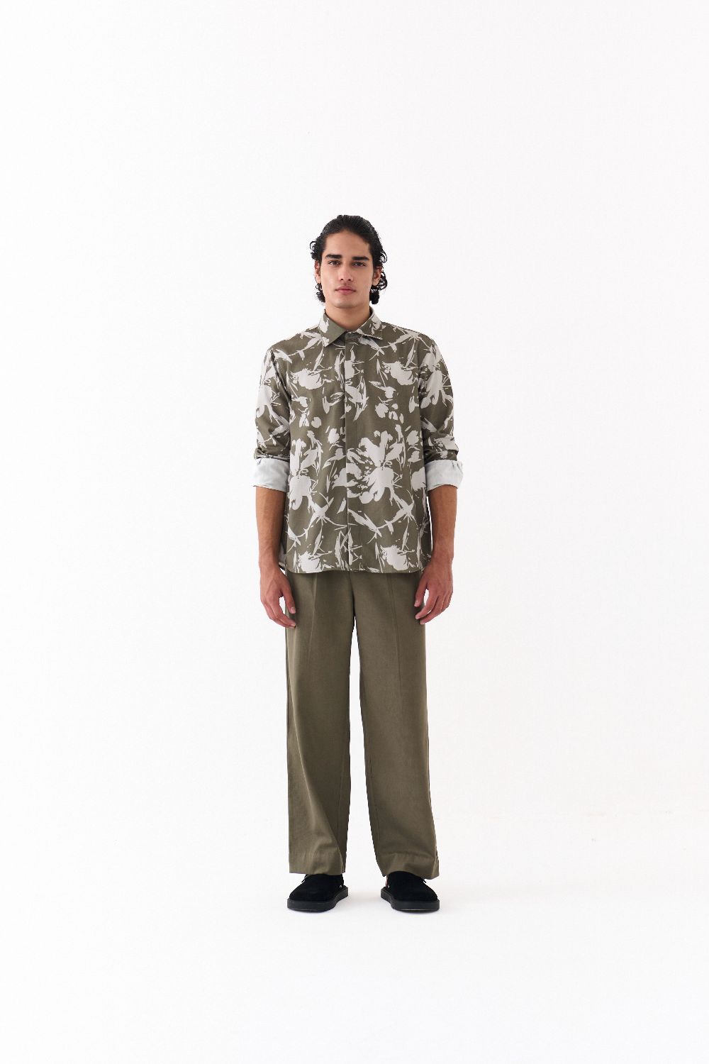 FLORAL SHIRT-OLIVE FLORAL