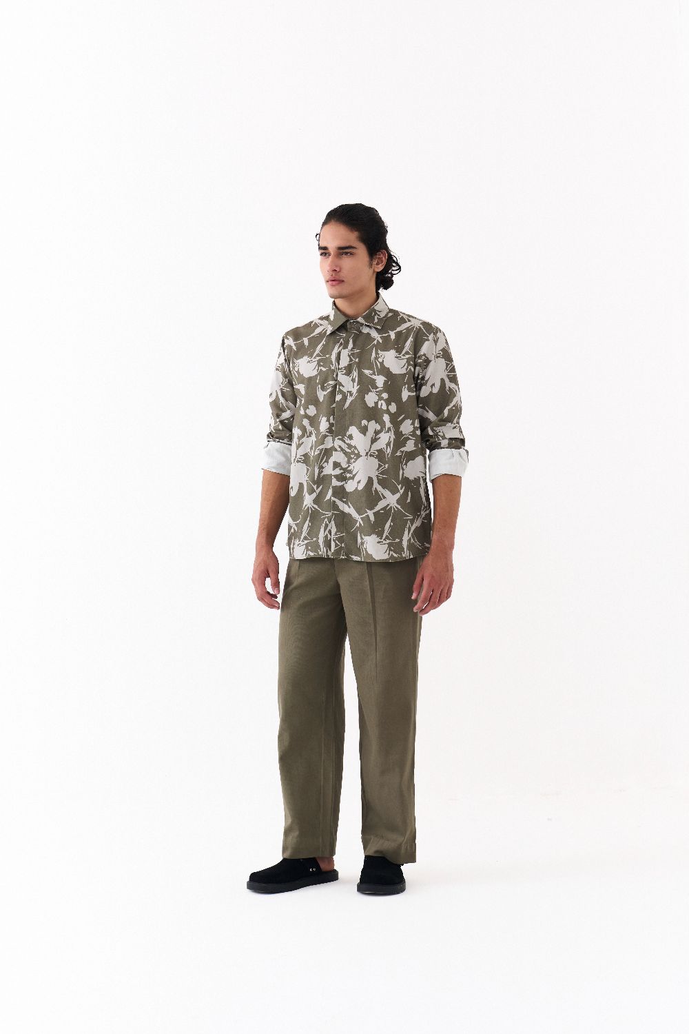 FLORAL SHIRT-OLIVE FLORAL